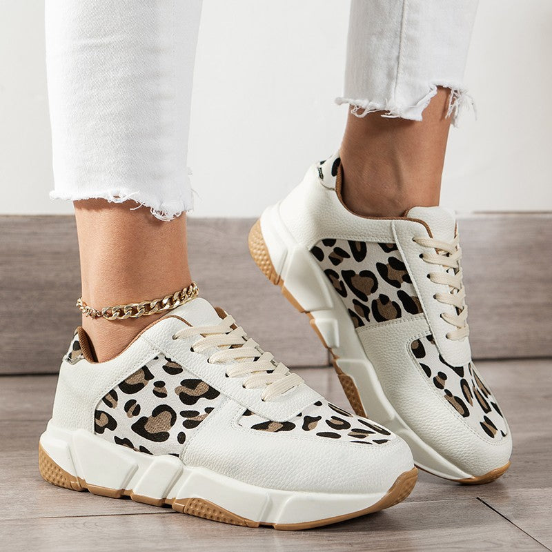 Leopard Sneakers Women White Running Sports Shoes