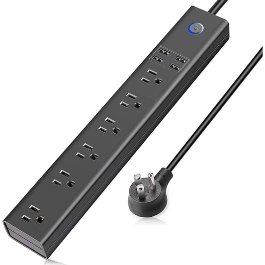 10 FT Surge Protector Power Strip With USB 6 Outlets And 4 USB Ports Wall Mountable Flat Plug Extension Cord