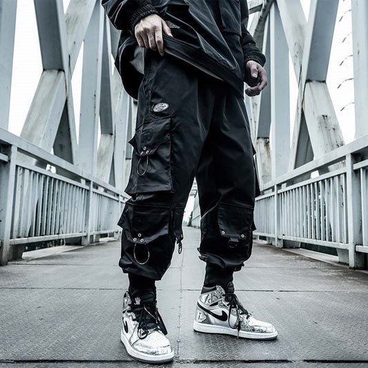 HOUZHOU Black Cargo Pants Men Jogger Techwear Pants Streetwear Plus Size Pockets Oversize